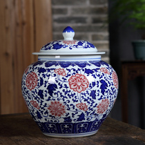 Jingdezhen ceramics antique blue and white porcelain tea storage jar snacks kitchen ornaments Chinese-style living room decorations
