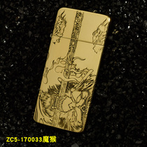 ZORRO ZORRO kerosene lighter ZC5 Pure Brass Gold ultra-thin narrow long strip double-sided custom magic monkey rage