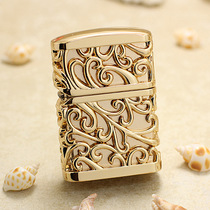 Zhibao zippo American specifications real original kerosene lighter DIY sleeve shell machine hollow Tang grass flower gold