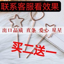 New Year Childrens Toy Tennis Red Handheld Heart-shaped Stars Straight Bars Fairy Fairy Birthday Cake Decoration Stick Candle Photography