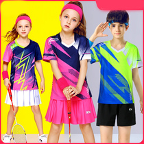 Childrens badminton clothing sports quick-drying clothing childrens table tennis clothing short-sleeved shorts pleated skirt training team tennis clothing