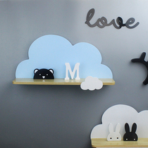 ins cloud rack solid wood partition non-perforated bookshelf Nordic childrens room wall decoration frame wall decoration partition