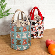 Japanese tote bag insulated lunch box lunch bag lunch bag Bento bag canvas with Rice student drum insulated barrel round
