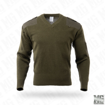 Italian public hair original commando sweater V-neck tactical sweater military fan warm sweater (military green)