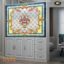 Custom banner inlaid color porch partition wall screen doors and windows complex classical European style decorative church art glass