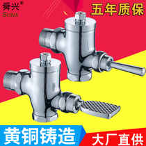 In-wall pedal flush valve squat pan flush valve full copper right angle hand press delay flush valve foot pedal type