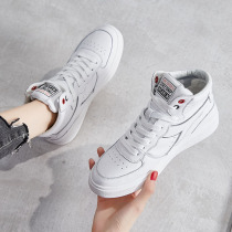 Korea Tide brand leather high-top small white shoes women 2021 New Wild casual dad shoes Sports Board shoes womens shoes