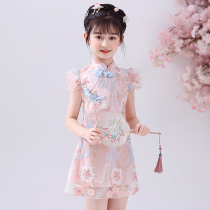 Girl dress 2021 new summer dress children cheongsam summer skirt foreign style girl Chinese style Princess Hanfu