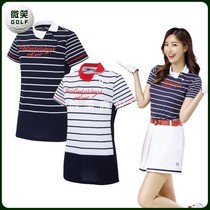 Special offer 2021 summer new Korean golf suit WOMEN striped oblique collar buckle short sleeve T-shirt GOLF