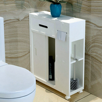 Toilet storage cabinet rack toilet floor bathroom side corner cabinet mobile pulley slit narrow side cabinet