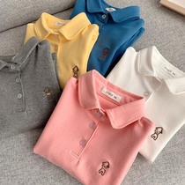 Baby boy child lapel spring and autumn long sleeve T-shirt 2021 baby bottoming shirt cotton polo shirt T-shirt spring