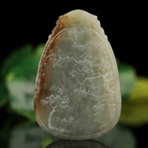 64 57g Hetian jade carving pendant small bridge flowing water men and womens model to transfer jade pendant