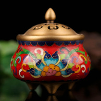 Bronze tire silk enamel incense burner three-legged pattern Incense Burner indoor ritual Buddha retro Buddha Hall for Buddha supplies