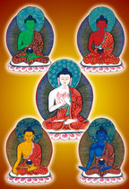 Lotus Garden knot custom-made cloth printed hanging painting Buddha statue 898 five-square Buddha