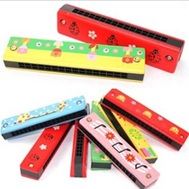 Childrens hand-painted colorful harmonica wooden musical instruments Environmental protection children parent-child teaching aids musical instruments