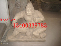 Antique stone carving figure Heavenly King Wu General Qingshi Warrior Han Baiyu King 003