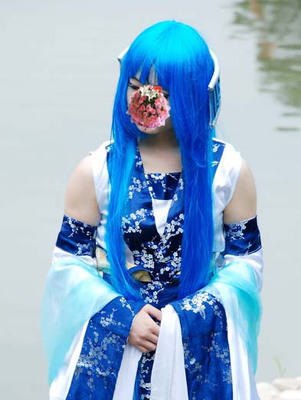 taobao agent Blue red wig, cosplay