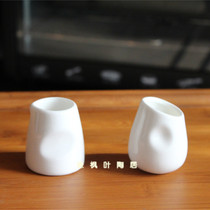 (10) Ceramic pure white Mini small cup finger printing milk spoon Milk Cup cup honey sauce cup coffee