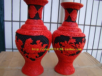 Pingyao lacquerware vase carving process rich peony flower peace wishful business conference gift wedding gift