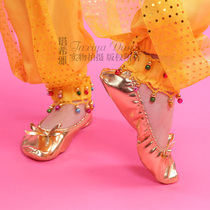 Childrens belly dance shoes Indian dance shoes Childrens dance shoes Childrens soft soled shoes Golden dance shoes practice shoes
