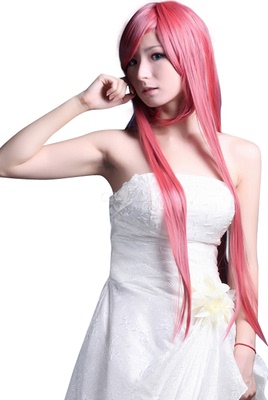 taobao agent Pink silk wig, cosplay, 100cm