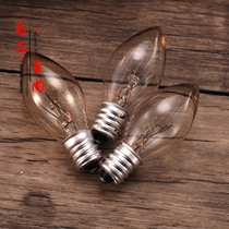 E12 small screw mouth warm light ordinary pull tail tip bulb Buddha lamp lotus bulb yellow light glass tungsten bulb