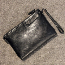 New clutch bag men Korean version of tide wild casual handbag men soft leather clutch bag clutch bag mobile phone IPAD bag