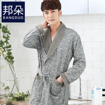 Spring and autumn mens robe cotton long sleeve size mens bathrobe autumn bathrobe integrated long spring and summer pajamas
