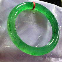 Myanmar natural A cargo green jade jade bracelet ice seed floating green flower noble concubine round jade bracelet ice through KE005