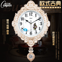 Kangba clock swing wall clock European quartz clock Wall watch living room dining room mute clock pendulum clock