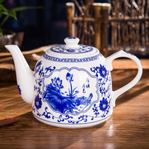 Large capacity heat-resistant Jingdezhen ceramic teapot cold water pot Large high temperature blue and white ceramic large teapot teacup