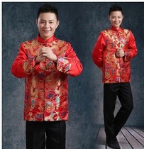 The new groom men show he dress Chinese wedding dress mens zhongshan suit improved Tang costume ancient costume show He Long Phoenix