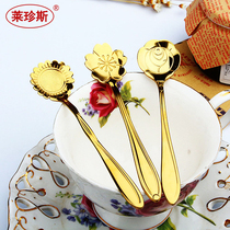 Creative stainless steel coffee spoon pastry dessert spoon cartoon mixing spoon ice cream cream spoon flower rose spoon