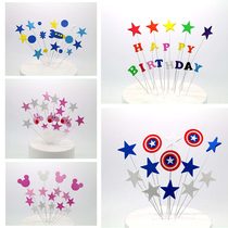 USA Captain Birthday Cake Insert Flag Foam Iron Wire Inserts Children Party Sweet Terrace Decoration Placement Supplies