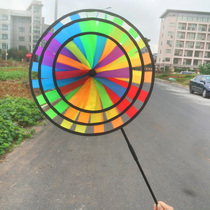 Export to South Korea Three-layer rainbow wheel colorful windmill Childrens toys Outdoor round fabric windmill Christmas decoration