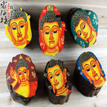 Thailand shaped teak creative jewelry box Handicraft antique storage box Treasure box Painted Buddha head shape wooden box