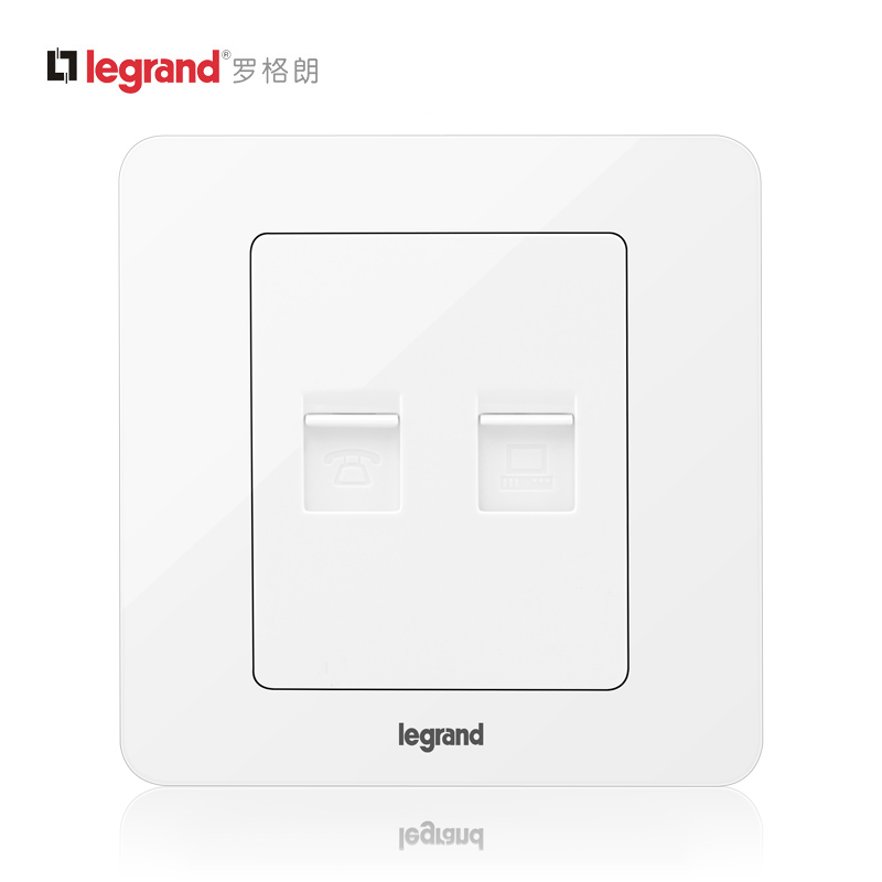 Rogran switch socket panel Yidian round white telephone computer network voice super strong signal 86