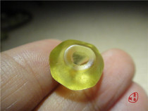 West Asian eight-sided old colored glaze beads-300 year goose yellow bohemian Vaseline beads 196