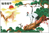 Cross stitch electronic drawings 107 Fushou Yannian pine crane 301W * 200H20 color XSD source file