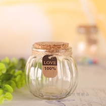 Transparent pumpkin Hsu May bottle snacks storage bottle glass bottle containing wood stopper hydroponic flower arrangement office computer desk decoration