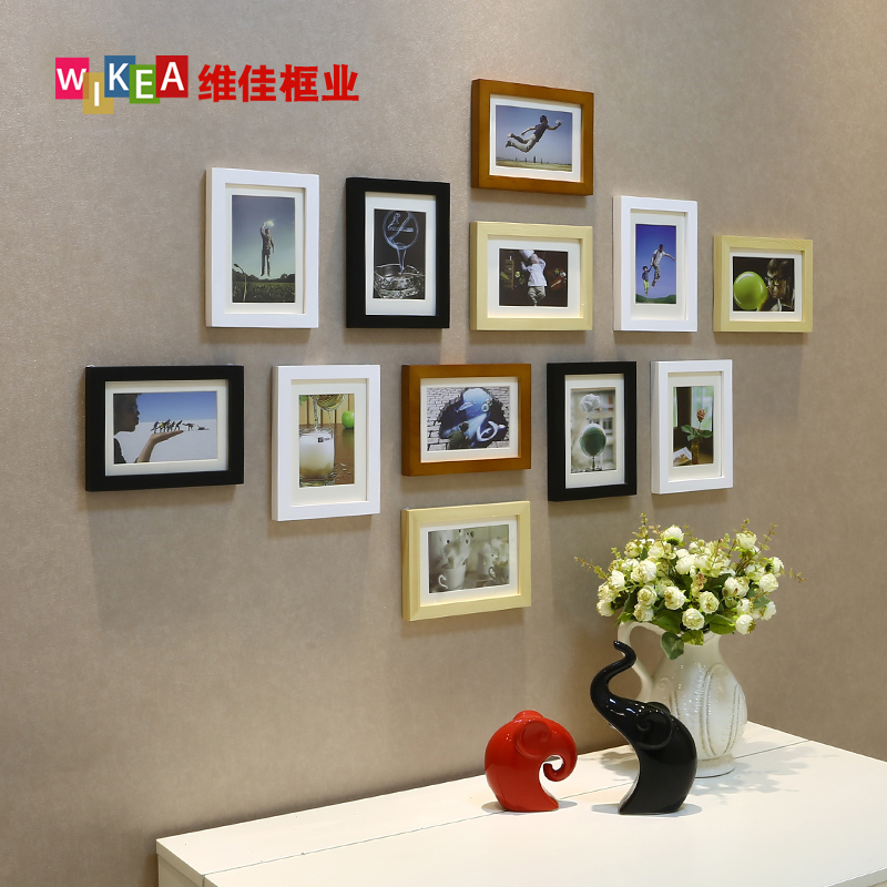[$61.38] Living room heart-shaped solid wood photo wall decoration 13
