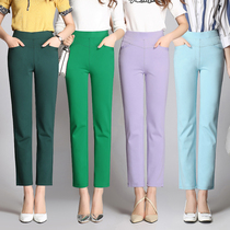 Ying Di 2021 summer thin nine-point mother pants high waist stretch comfortable middle-aged women pants show young straight pants