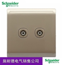 Schneider switch socket two-position two-hole dual TV Fengshang series intoxicated gold 86 wall panel