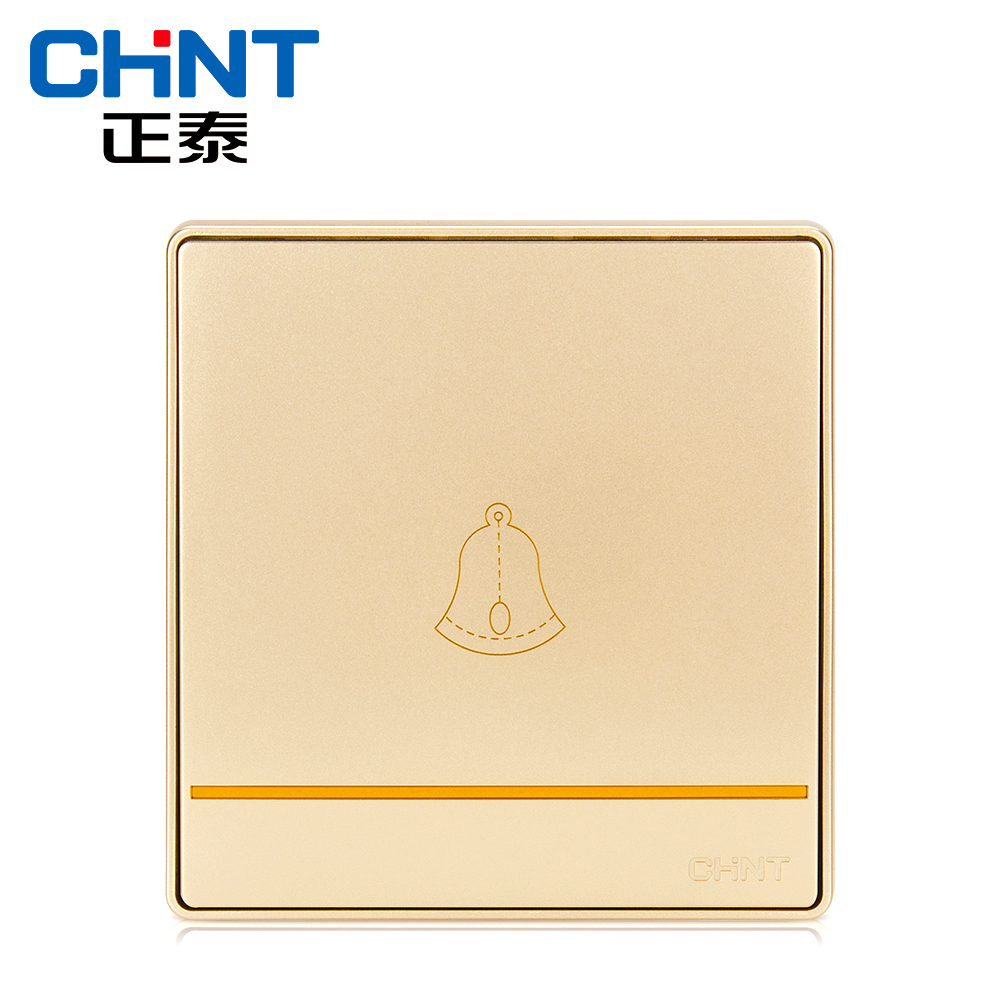 New wall switch socket NEW2D light champagne gold large panel door bell button switch steel frame
