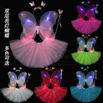 Birthday gift little girl back decoration glowing light butterfly wings princess dress Mid-Autumn Festival Childrens Day performance costume