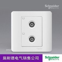 Schneider switch socket two-position two-hole dual TV light point series white 86 type wall weak electric panel