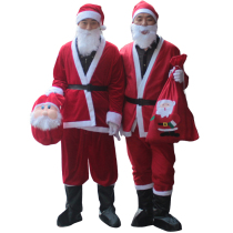 Christmas Clothing Male Santa Claus Costume Adult Gold Velvet Christmas Clothes Suit 8 pieces