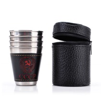 Stainless steel small wine glass set 4 portable cup cover design outdoor travel carry white glass wine glass