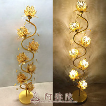 Seven-product hollow gold LED Lotus lamp temple floor lamp for Buddha lamp long Ming lamp Buddha headlight Buddha Hall lamp