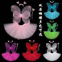 Little girl back angel child Princess Butterfly Wings five star dress wonderful fairy costume performance decoration props